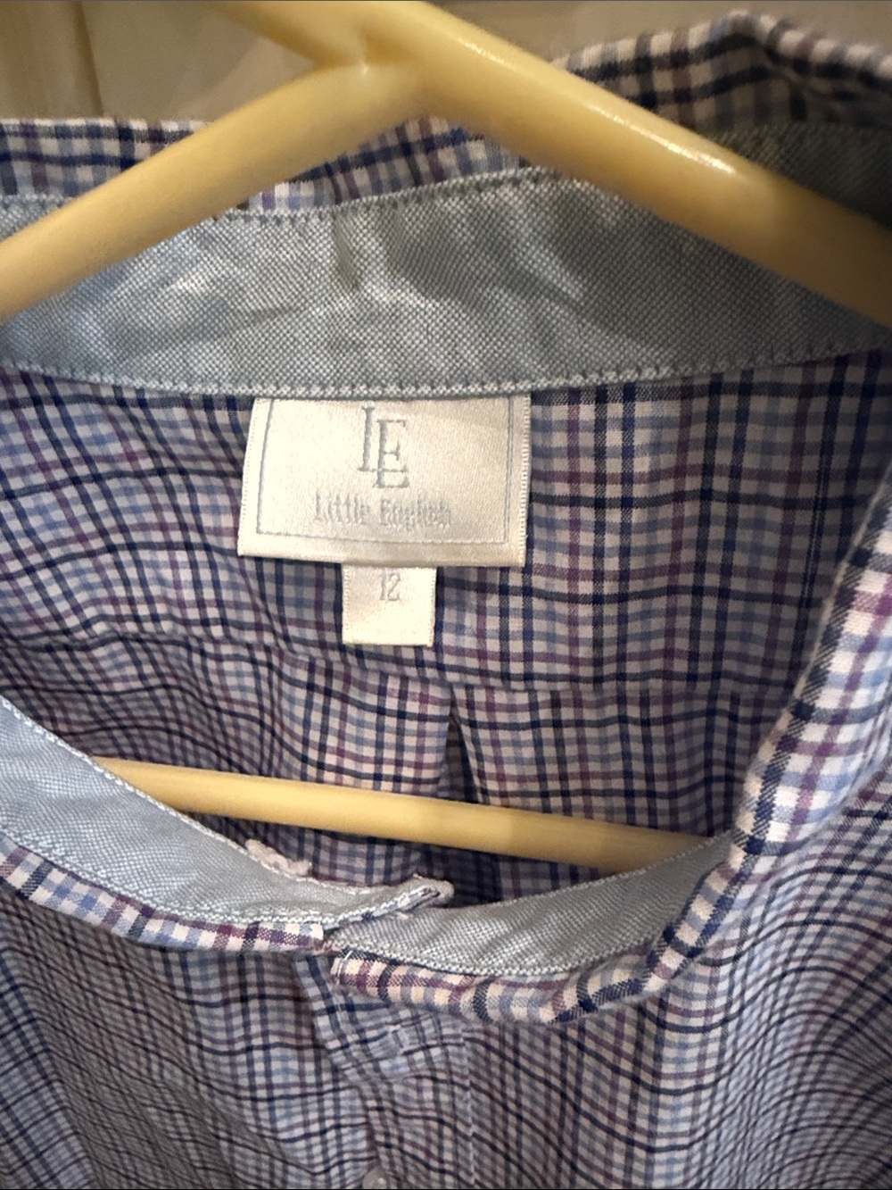 Little English Light Blue and Purple Plaid Button-Down Shirt